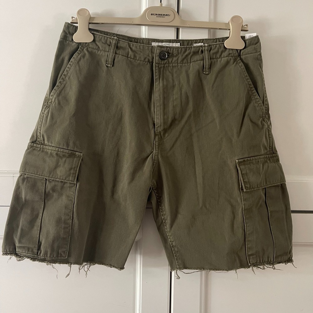 Lucky Brand Womens Olive Green Cargo Shorts Raw Hem Cotton Twill Size 8 29